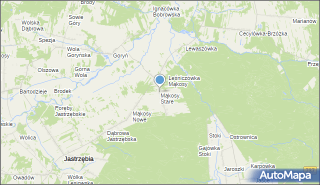 mapa Mąkosy Stare, Mąkosy Stare na mapie Targeo